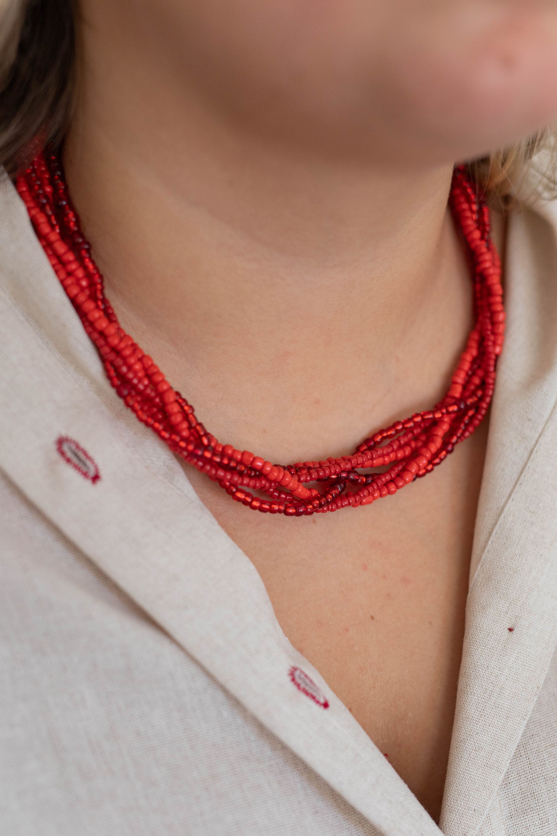Collar Treccia Rosso